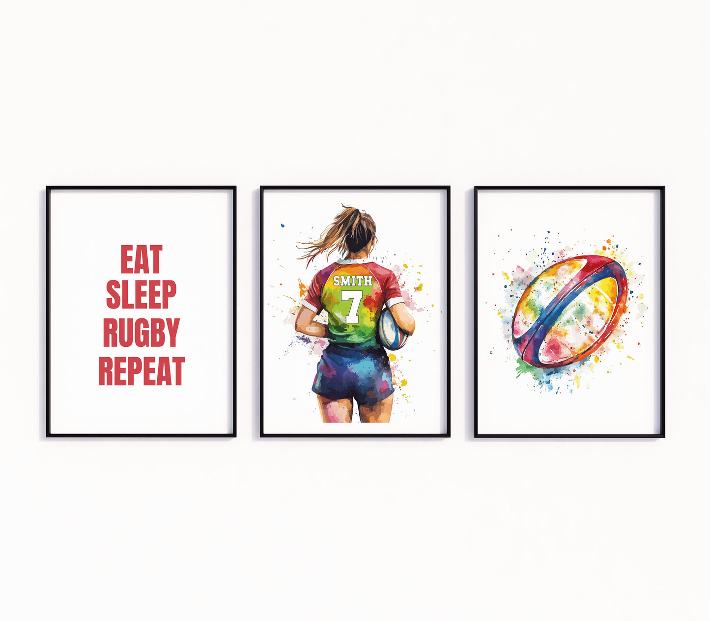 Personalised Girls Rugby Print, Female Rugby Player, Rugby Gifts for Girls, Rugby Gift, Rugby Wall Art, Girls Bedroom Prints, Rugby Print