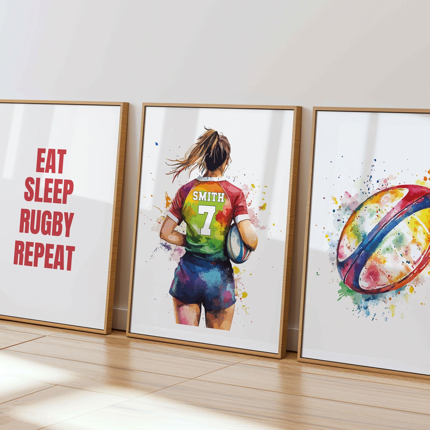 Personalised Girls Rugby Print, Female Rugby Player, Rugby Gifts for Girls, Rugby Gift, Rugby Wall Art, Girls Bedroom Prints, Rugby Print