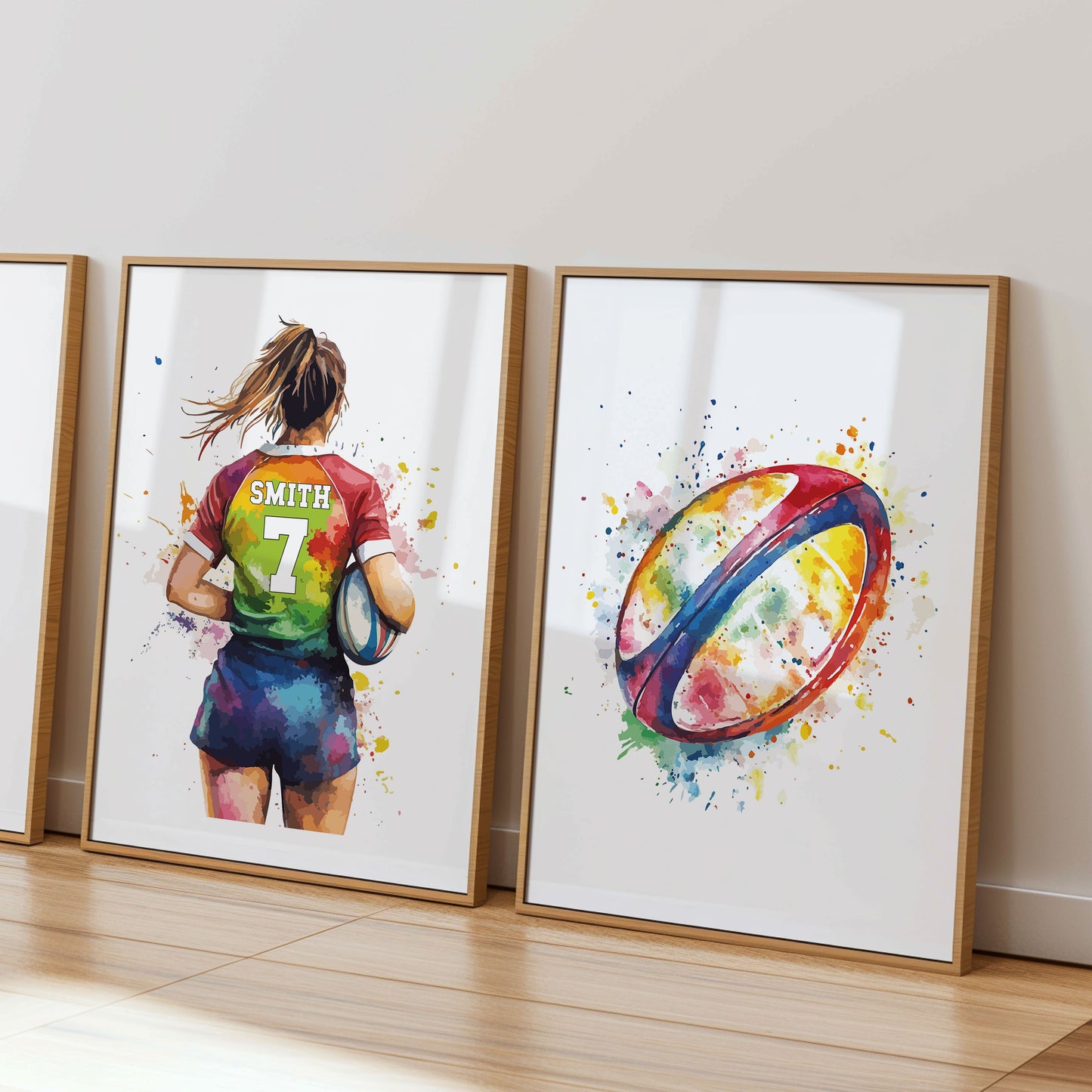 Personalised Girls Rugby Print, Female Rugby Player, Rugby Gifts for Girls, Rugby Gift, Rugby Wall Art, Girls Bedroom Prints, Rugby Print