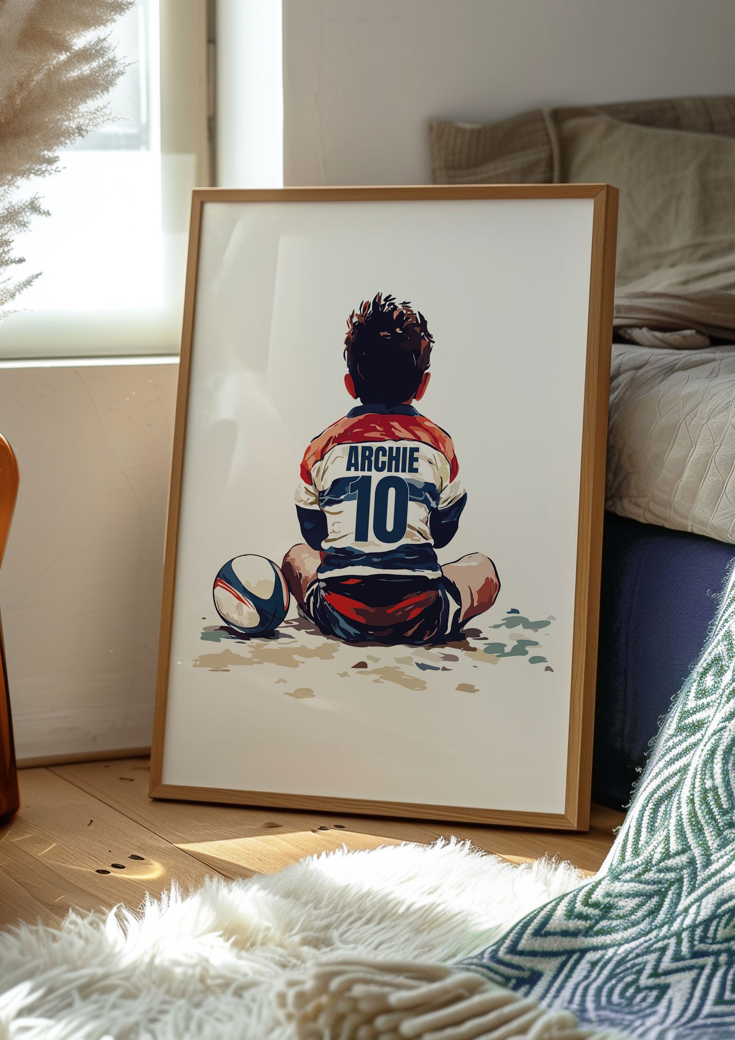 Personalised Sitting Rugby Player Gift