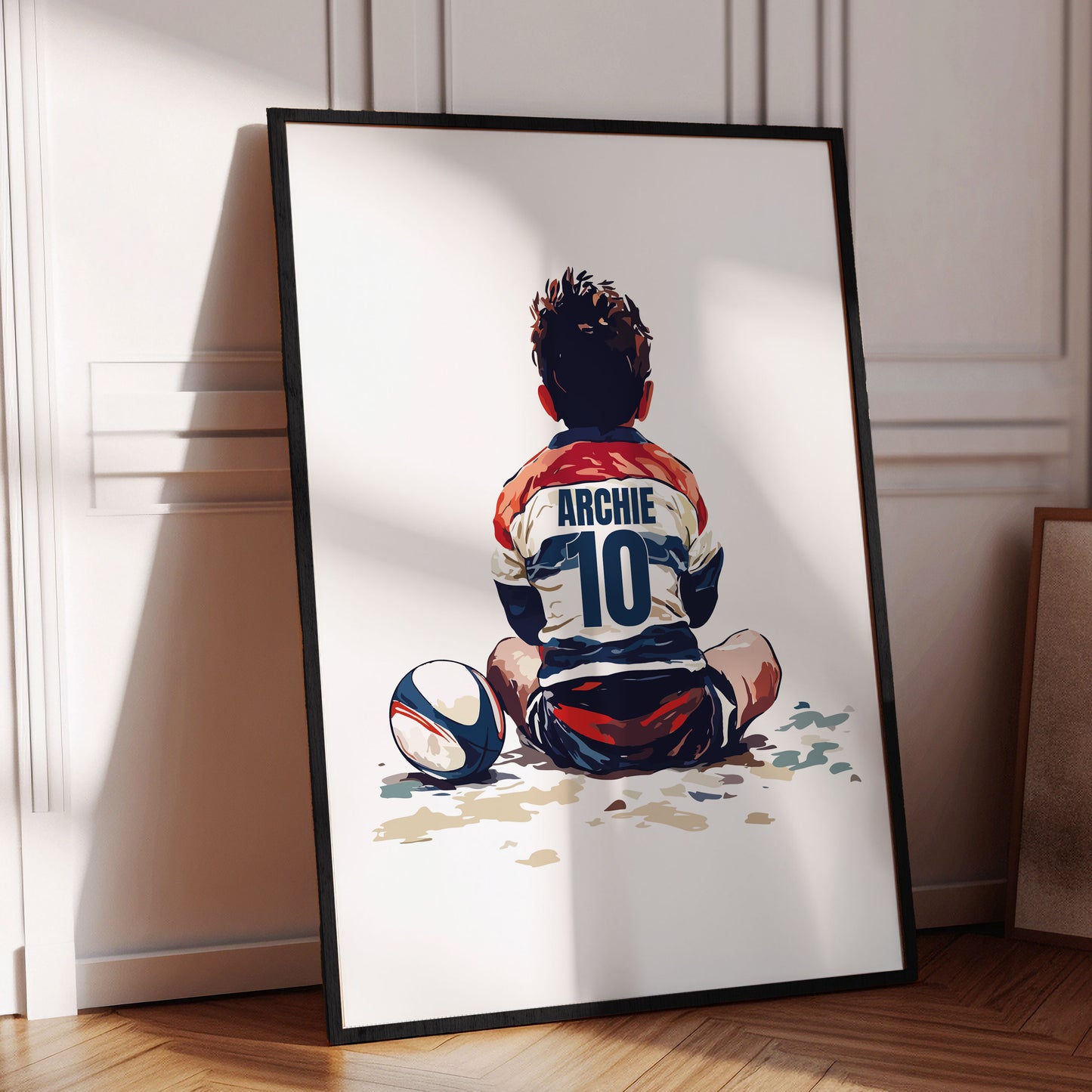 Personalised Sitting Rugby Player Gift