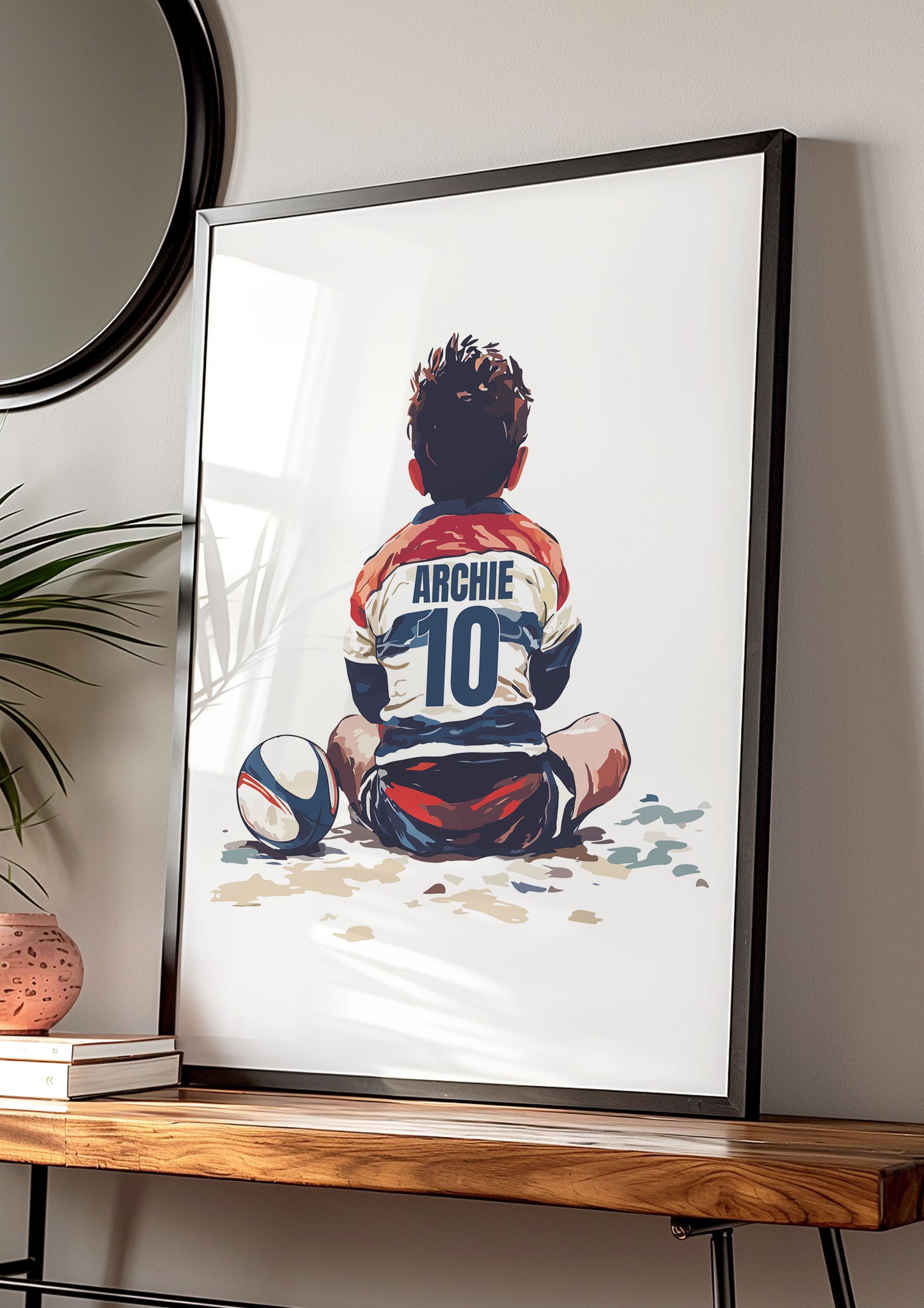 Personalised Sitting Rugby Player Gift