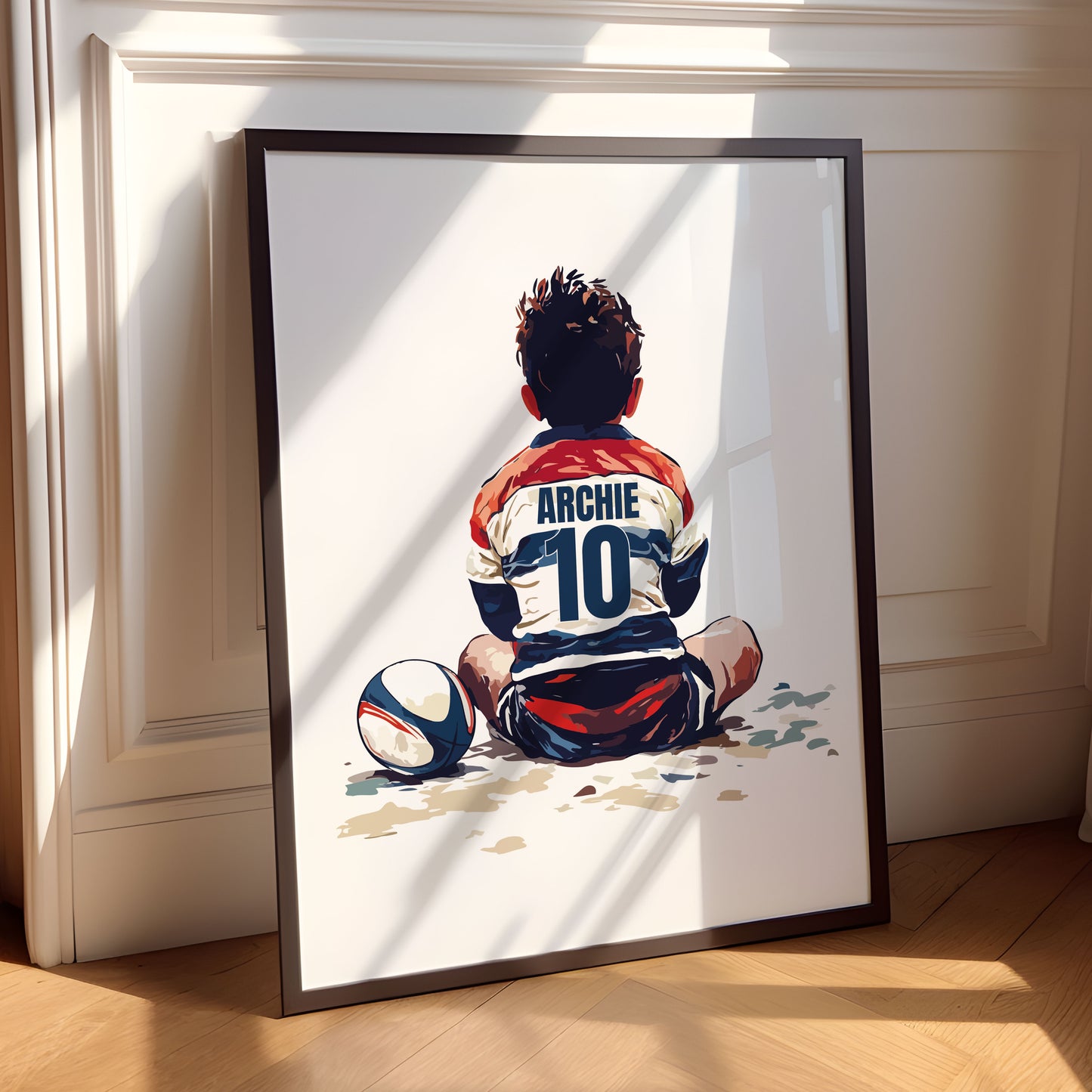 Personalised Sitting Rugby Player Gift