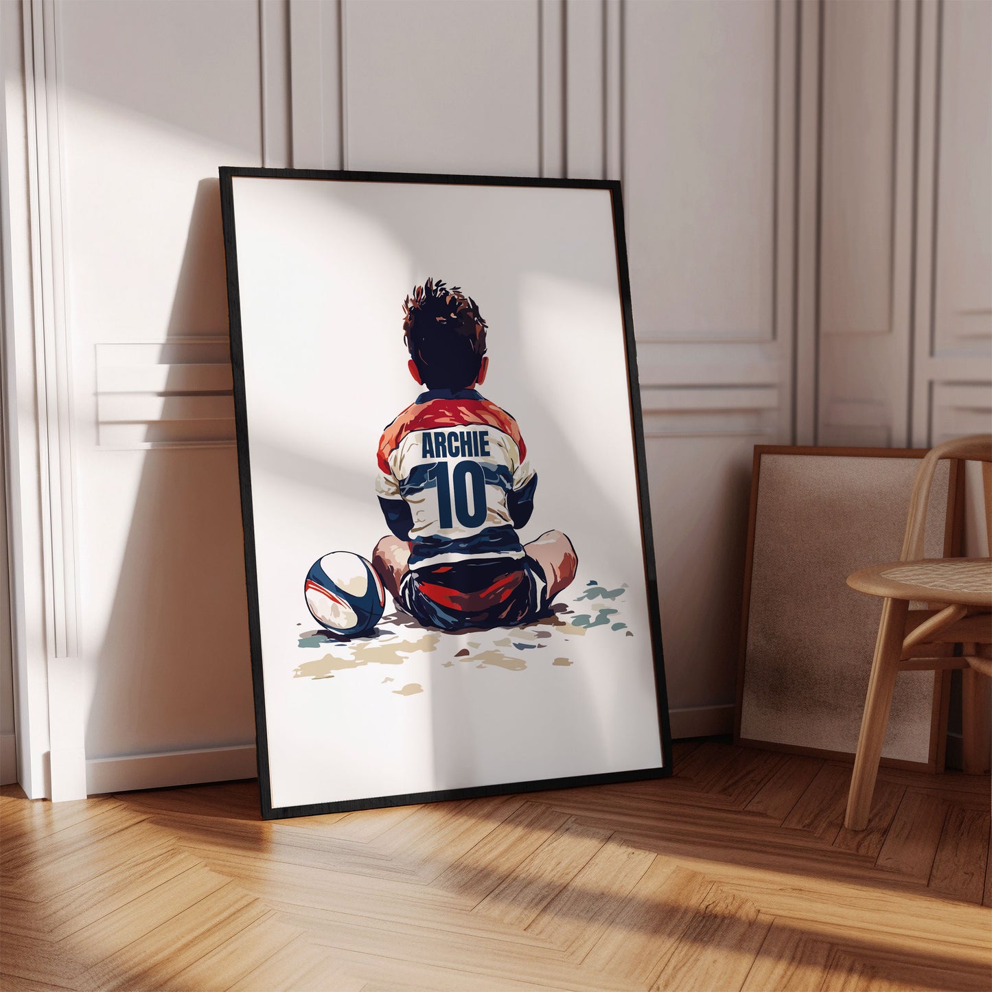 Personalised Sitting Rugby Player Gift