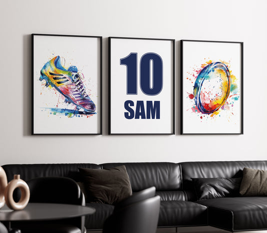 Set of 3 Rugby Wall Art Prints