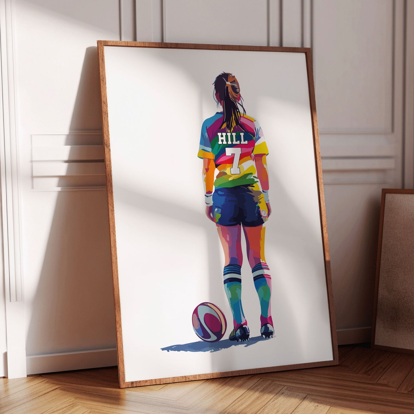 Personalised Girls Rugby Wall Print