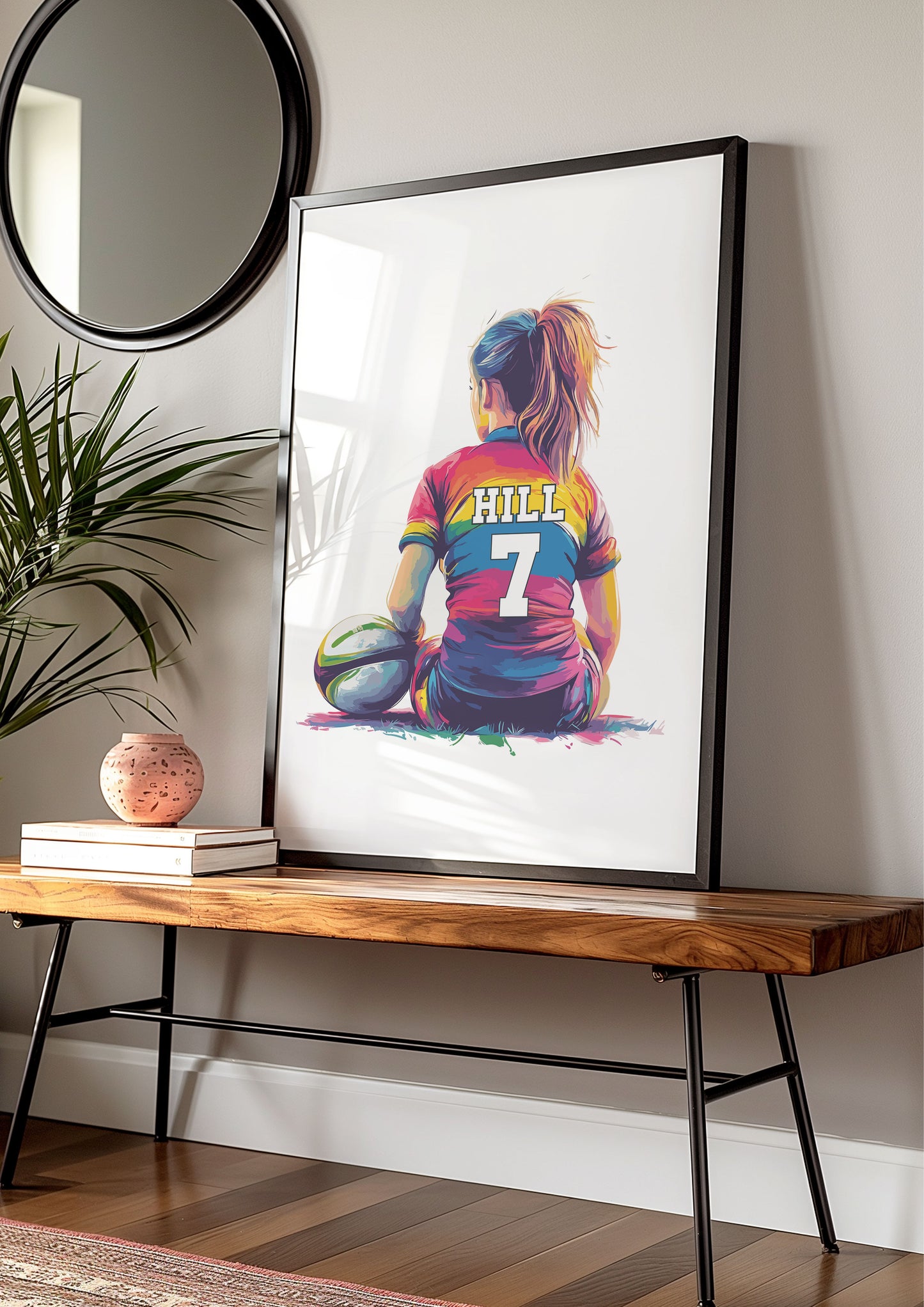 Personalised Girls Rugby Print