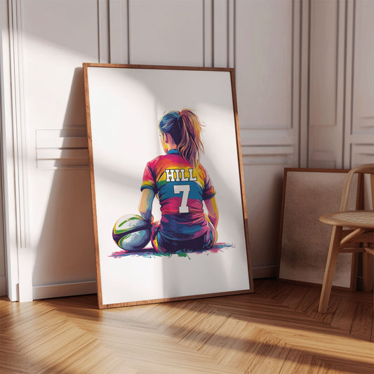 Personalised Girls Rugby Print