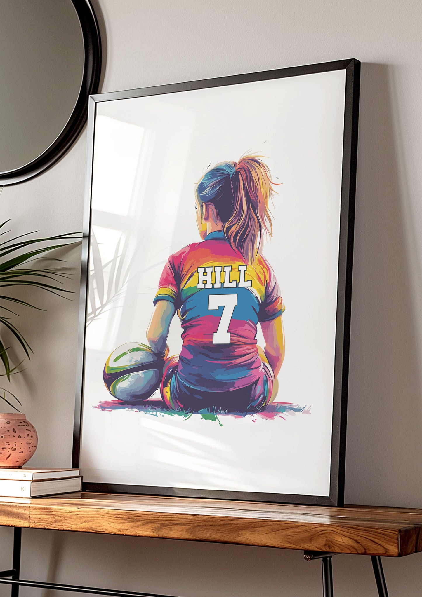 Personalised Girls Rugby Print