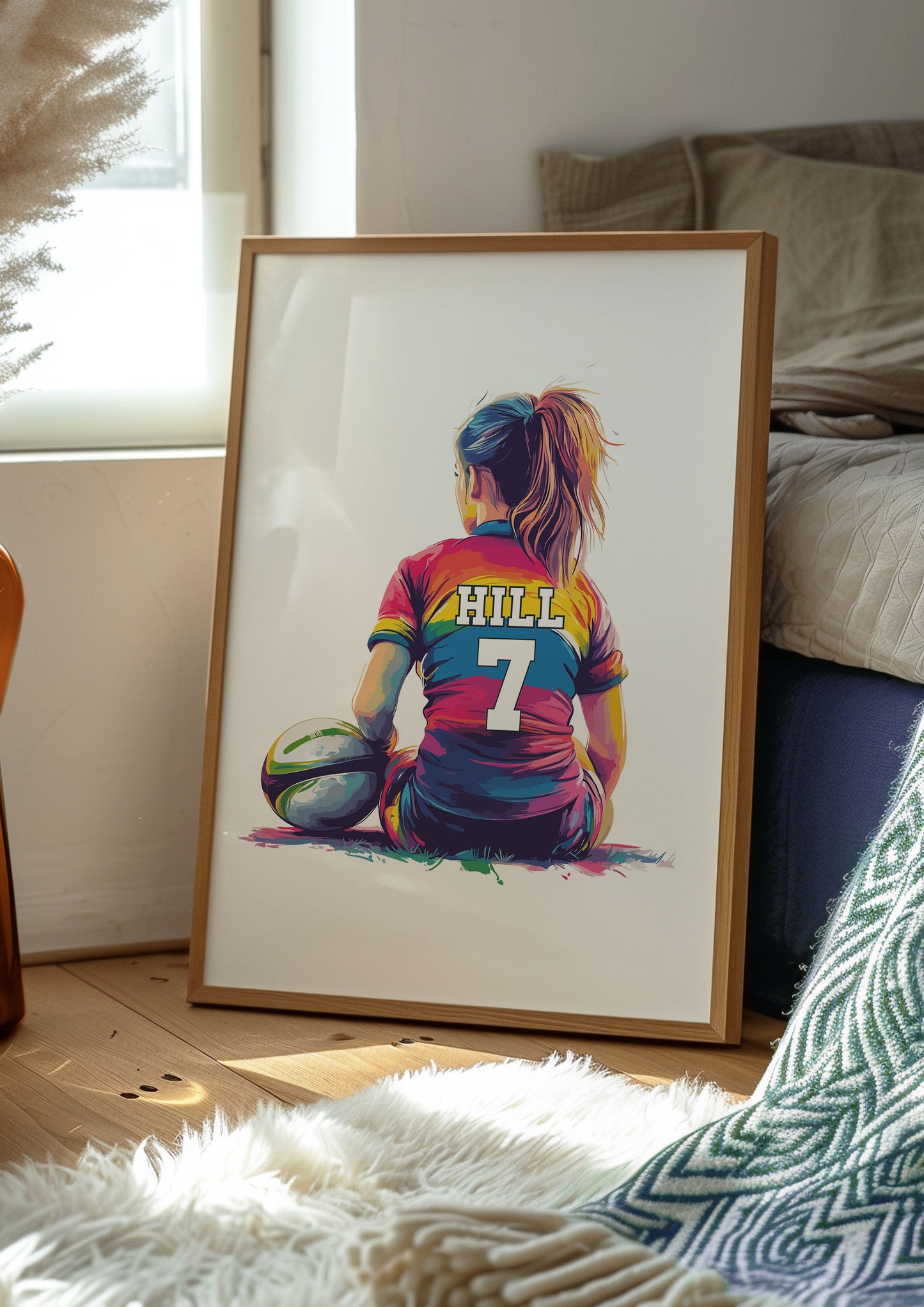 Personalised Girls Rugby Print