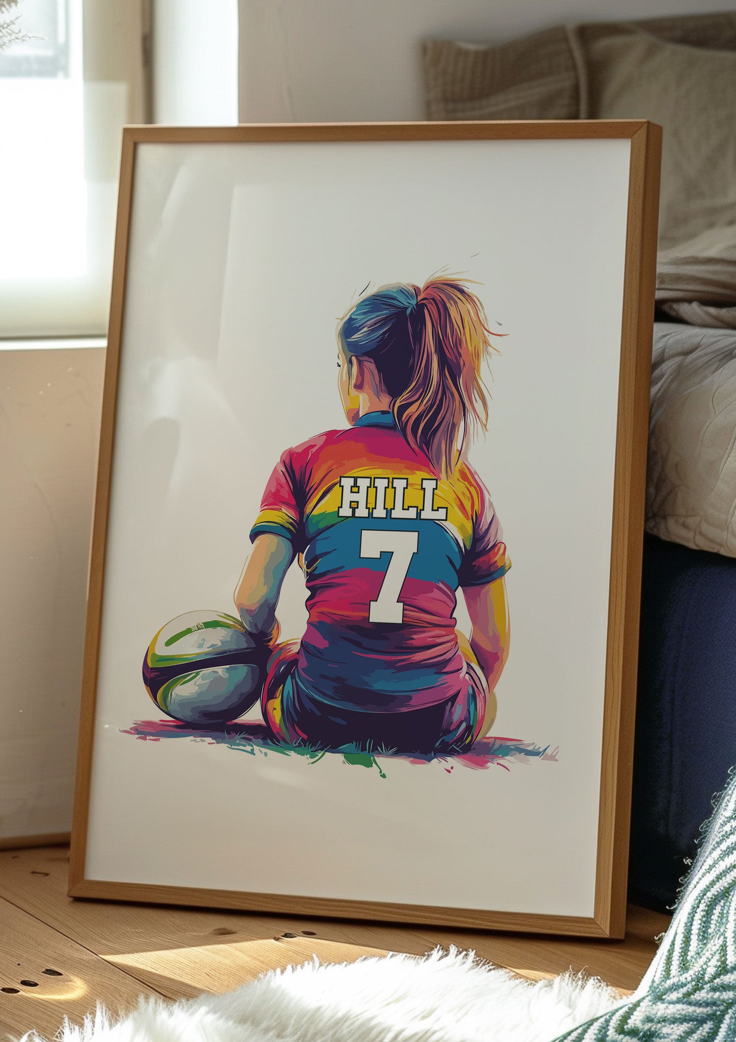 Personalised Girls Rugby Print