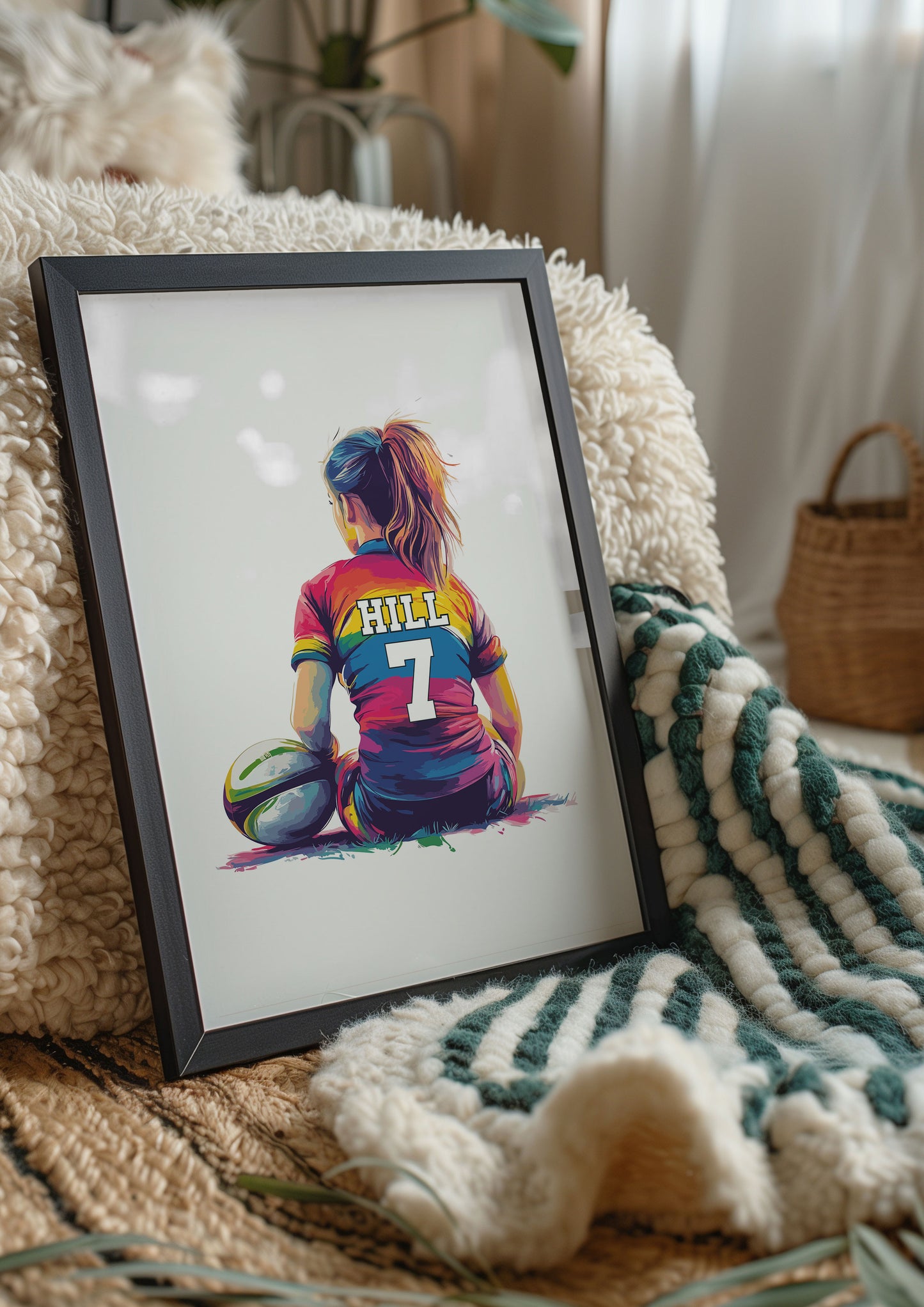 Personalised Girls Rugby Print