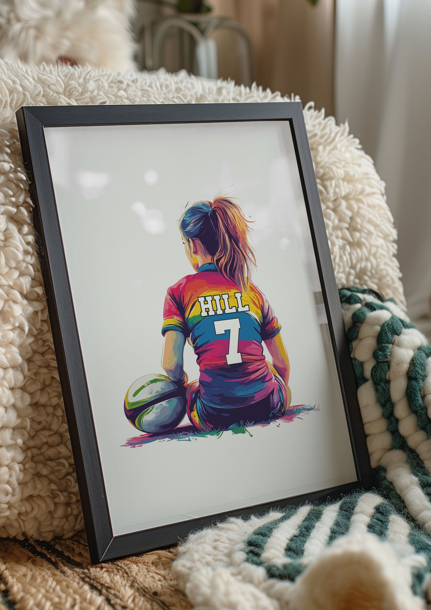 Personalised Girls Rugby Print