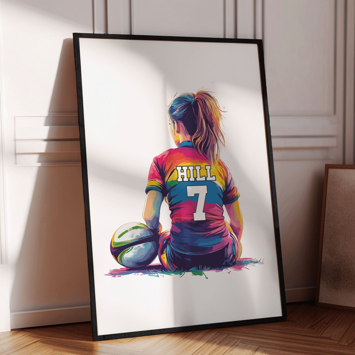 Personalised Girls Rugby Print