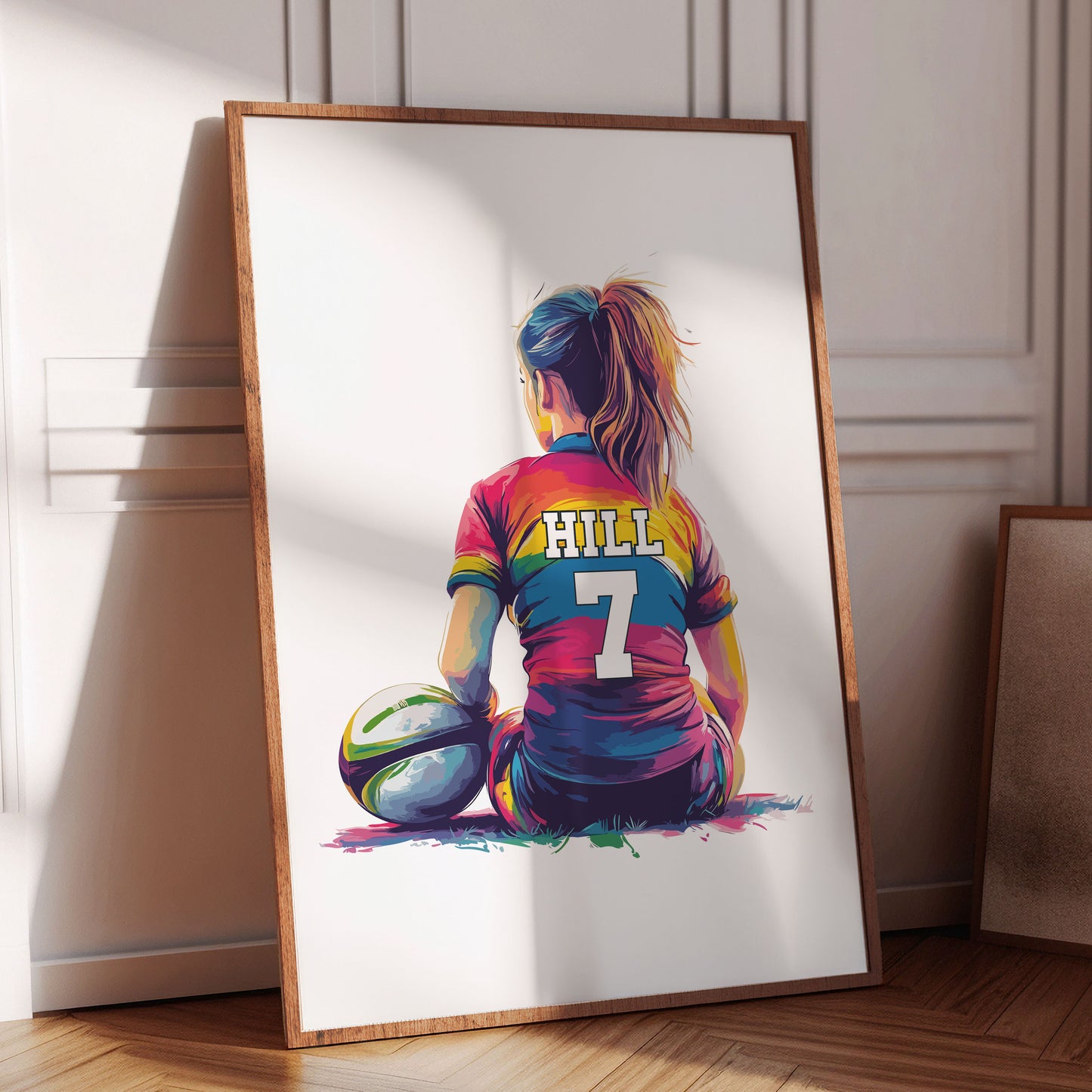 Personalised Girls Rugby Print