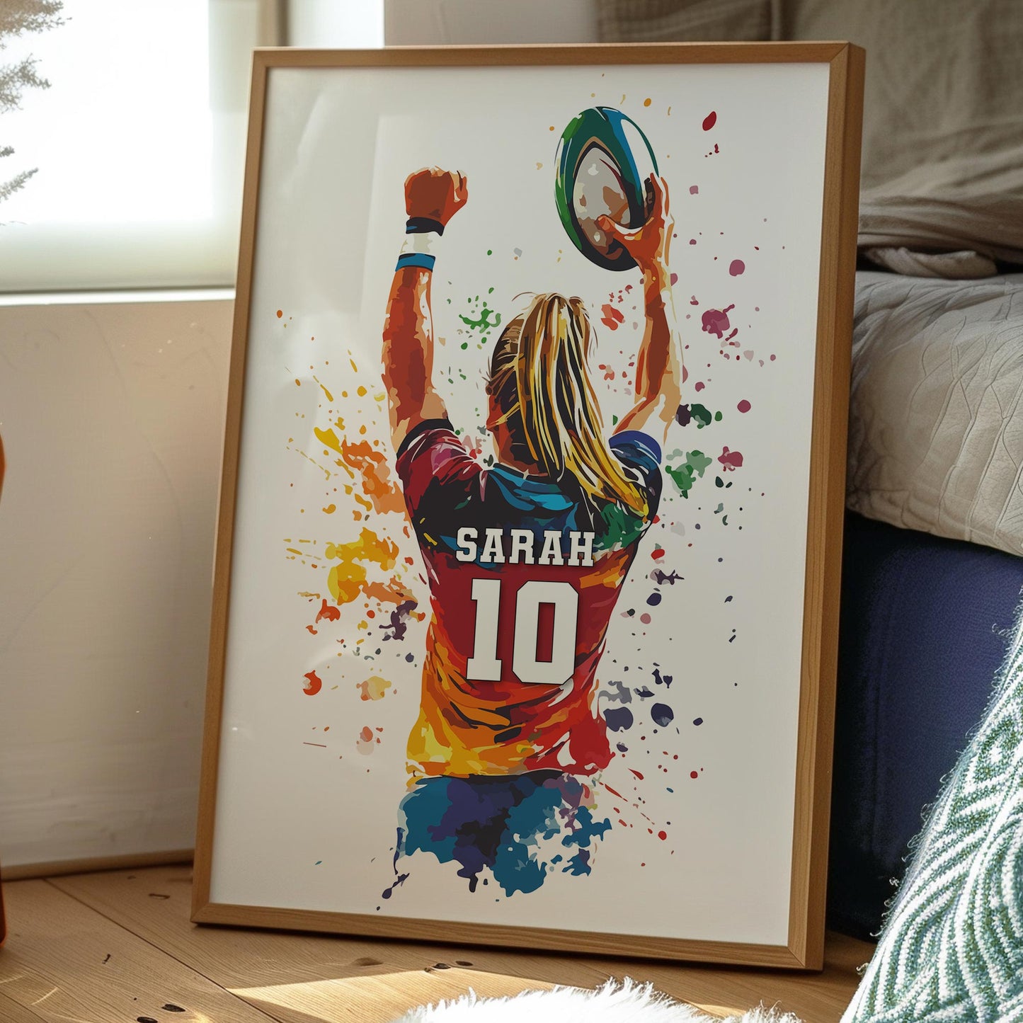 Personalised Girls Rugby Print