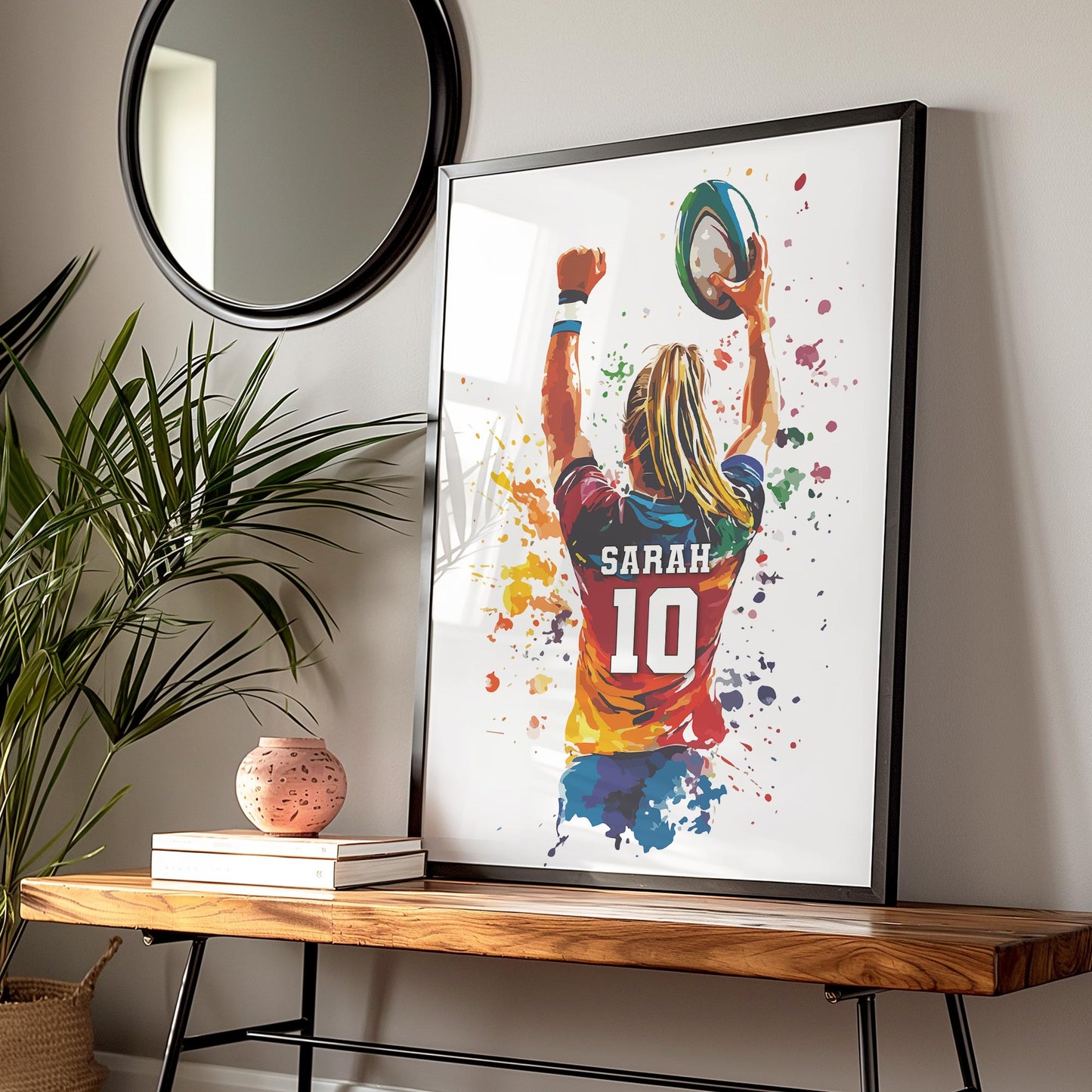 Personalised Girls Rugby Print