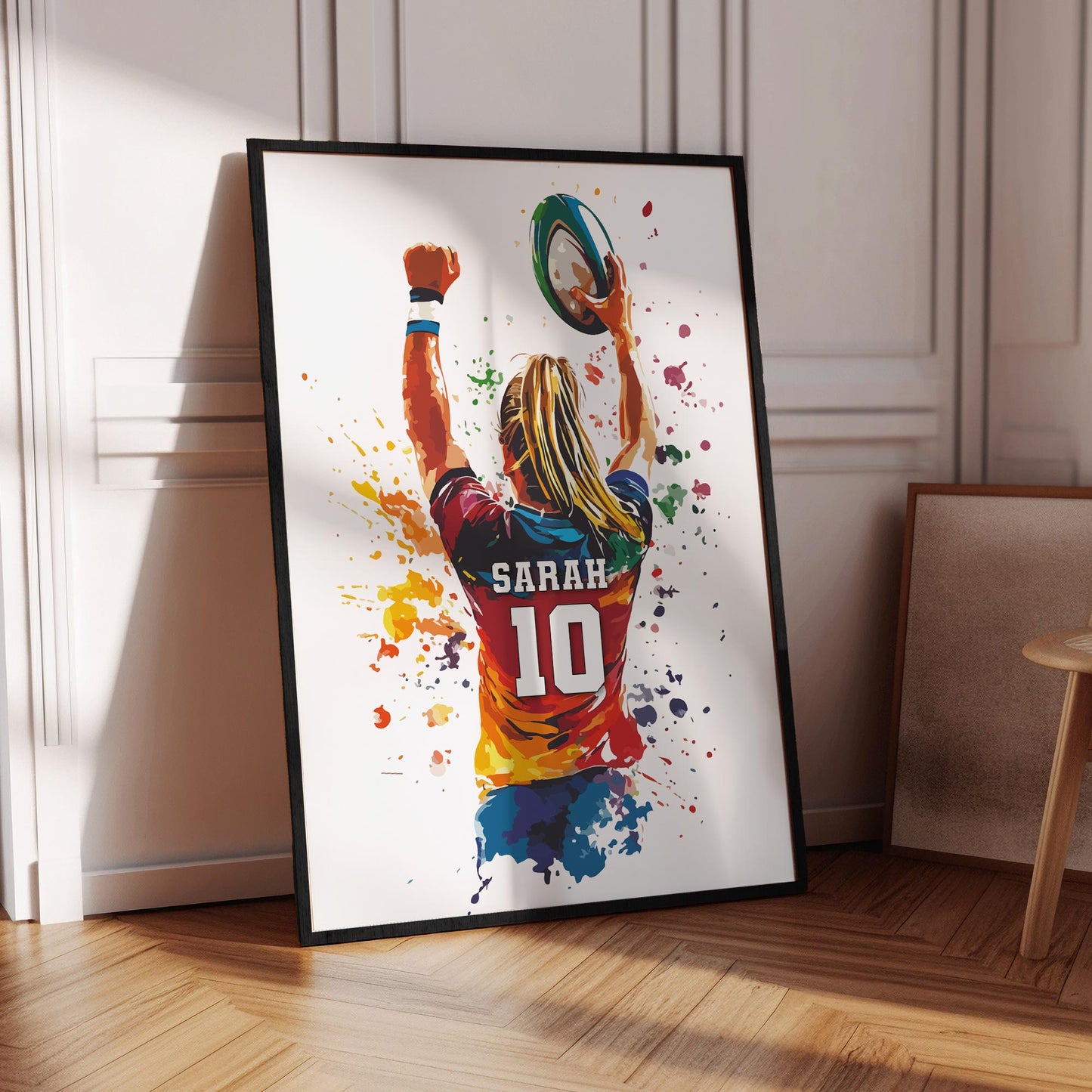 Personalised Girls Rugby Print