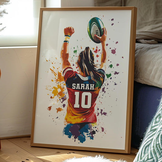 Personalised Girls Rugby Print