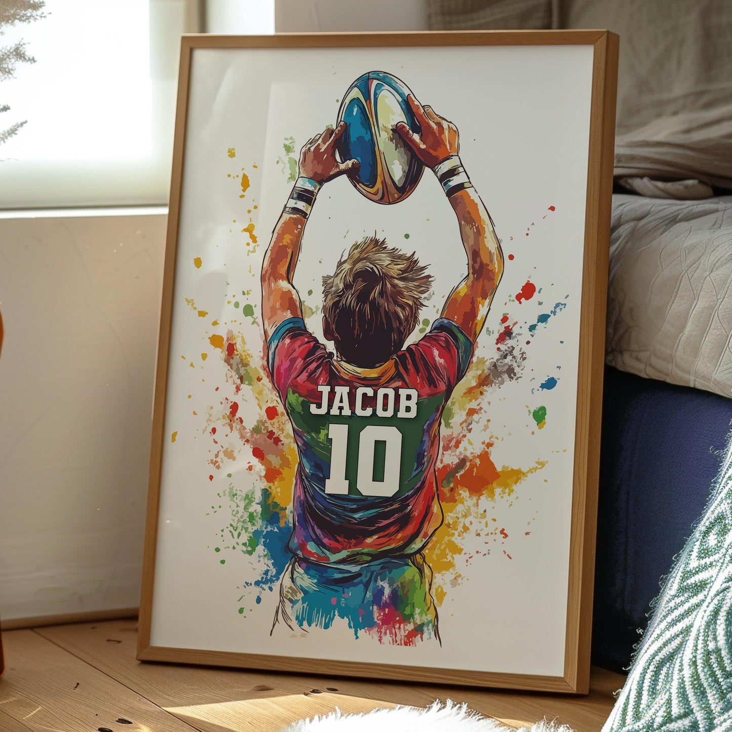 Personalised Boys Rugby Print