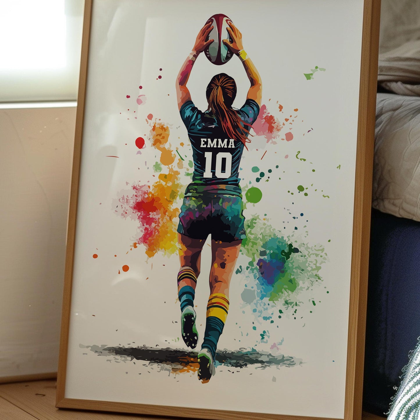 Personalised Handmade Girls Rugby Print