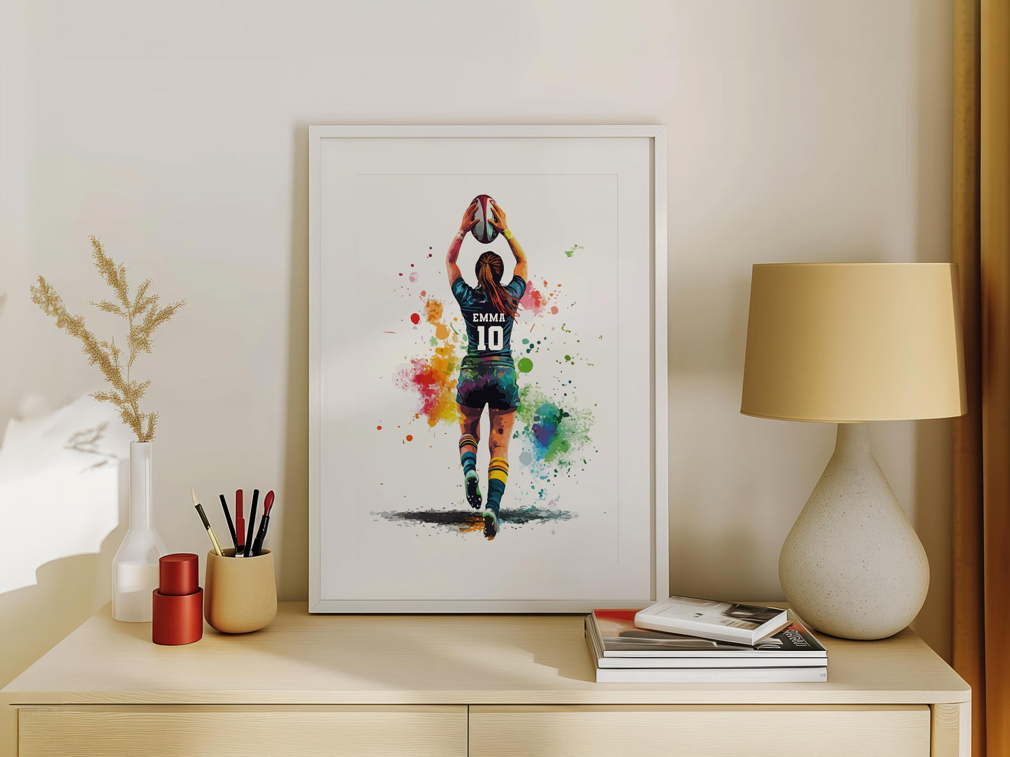 Personalised Handmade Girls Rugby Print