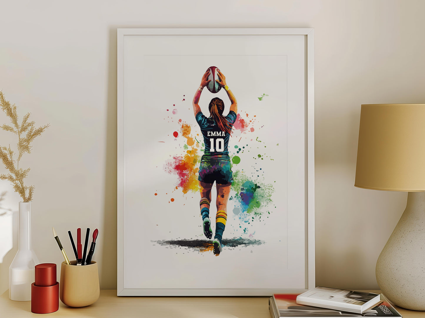 Personalised Handmade Girls Rugby Print