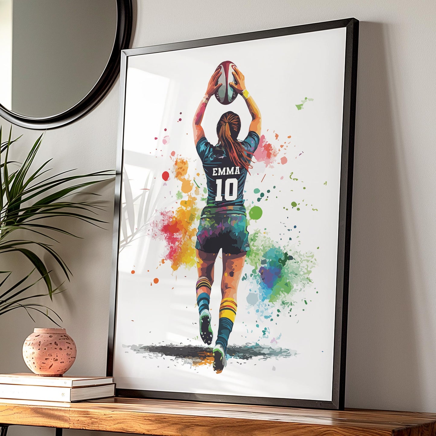 Personalised Handmade Girls Rugby Print