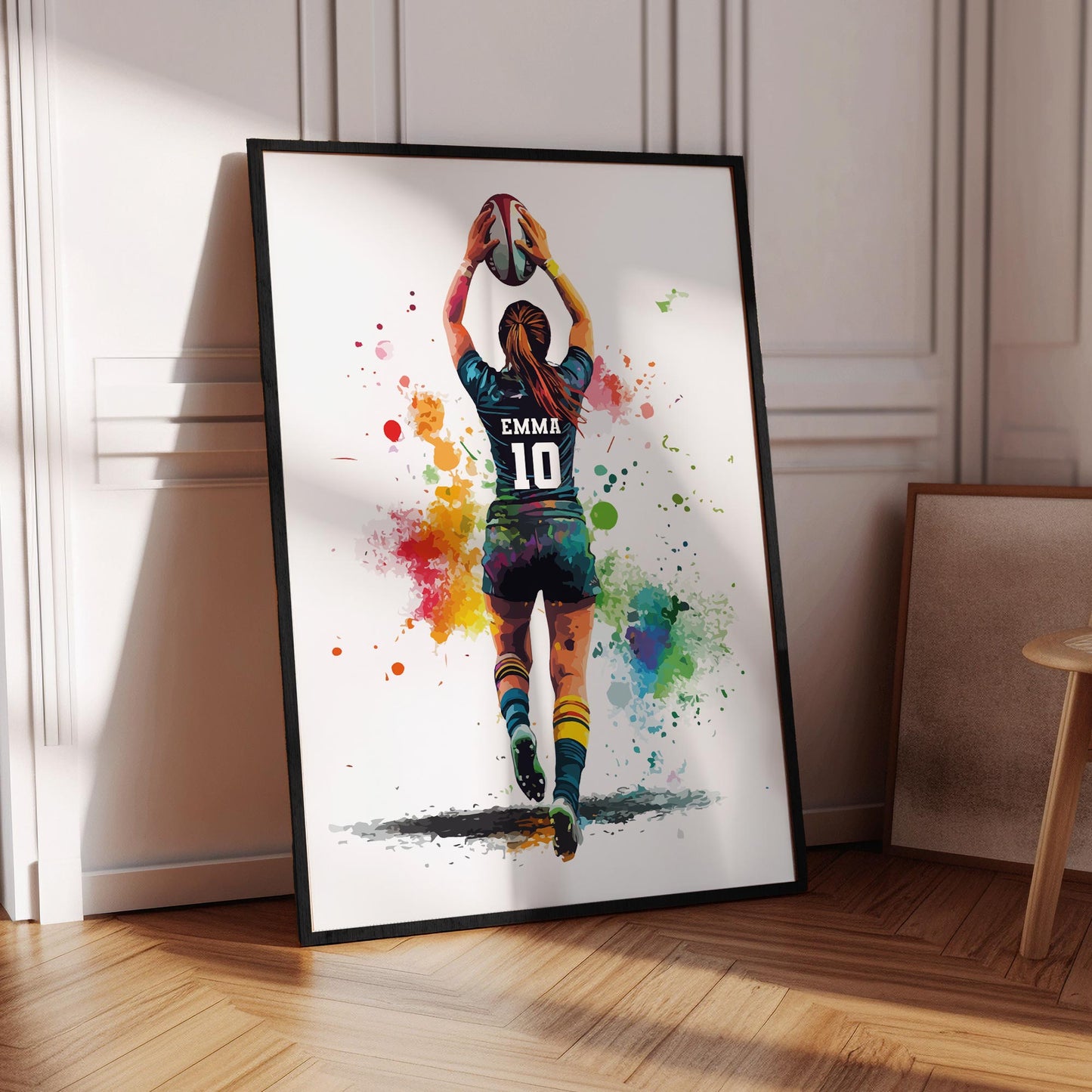 Personalised Handmade Girls Rugby Print