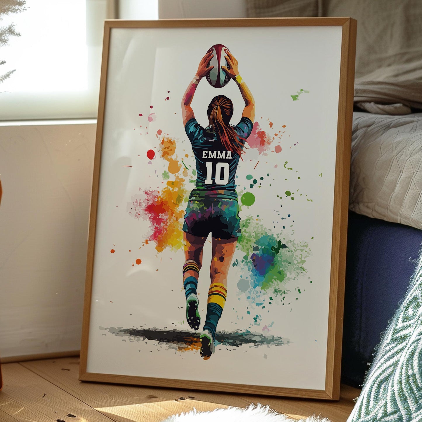 Personalised Handmade Girls Rugby Print