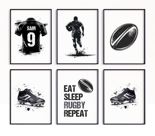 Black And White Rugby Prints