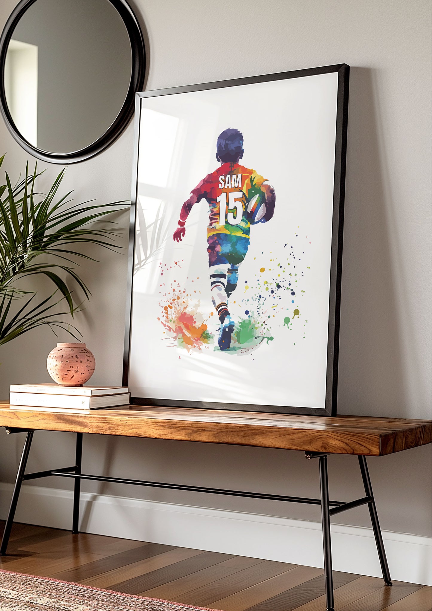 Personalised Rugby Player Gift, Rugby Gifts for Boys, Wall Art For Rugby Fans, Rugby Bedroom Art, Rugby Poster, Boys Bedroom Prints