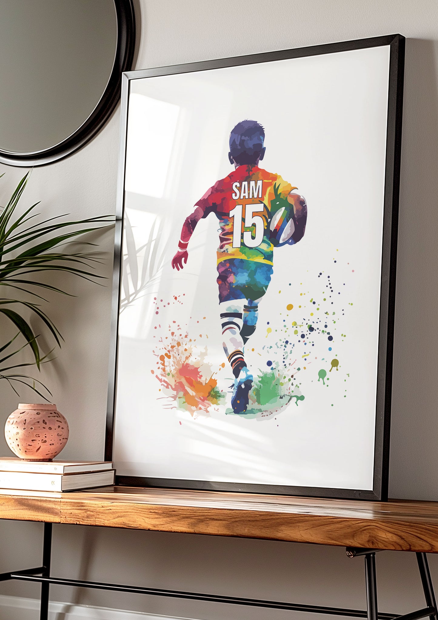 Personalised Rugby Player Gift, Rugby Gifts for Boys, Wall Art For Rugby Fans, Rugby Bedroom Art, Rugby Poster, Boys Bedroom Prints