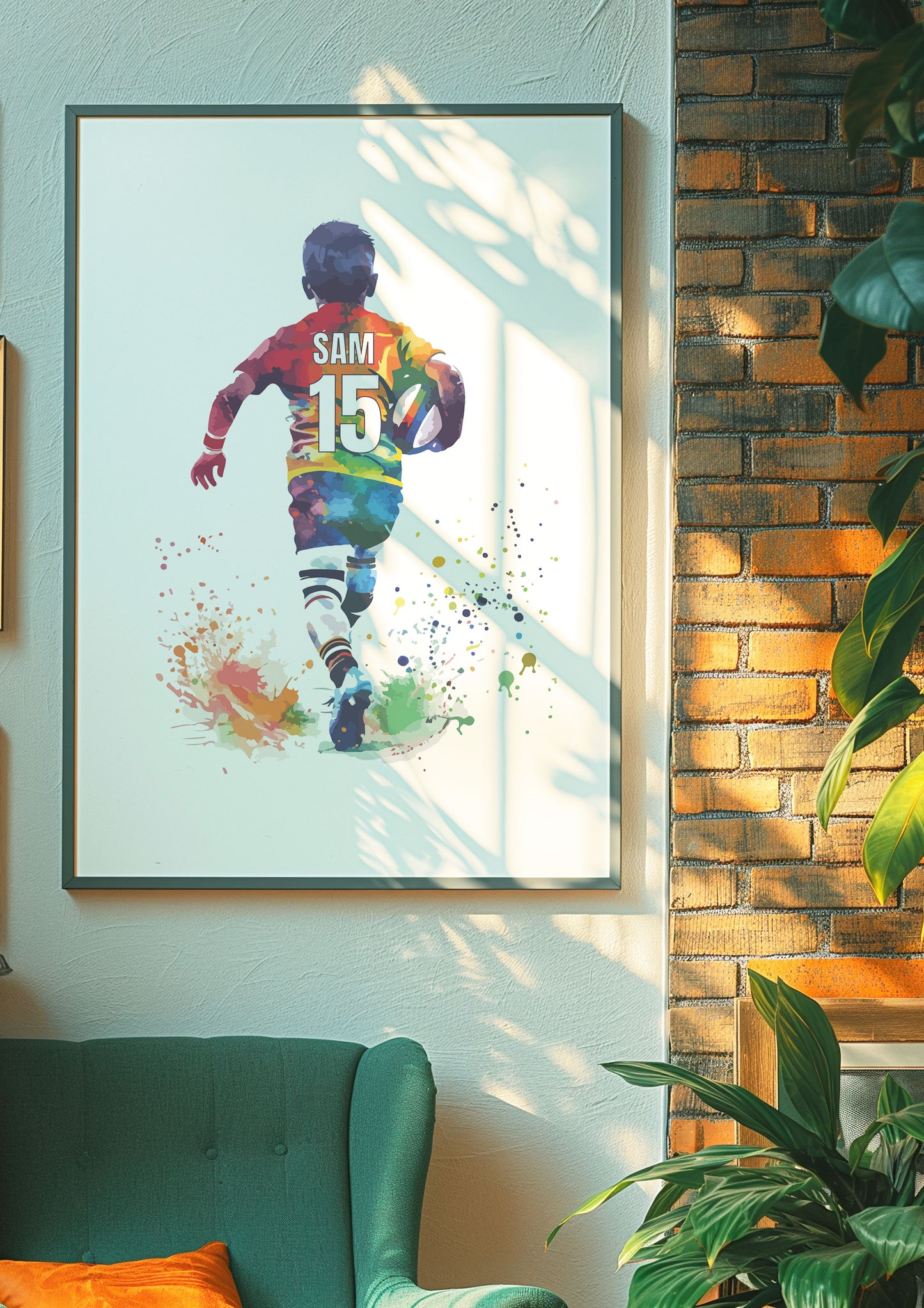 Personalised Rugby Player Gift, Rugby Gifts for Boys, Wall Art For Rugby Fans, Rugby Bedroom Art, Rugby Poster, Boys Bedroom Prints