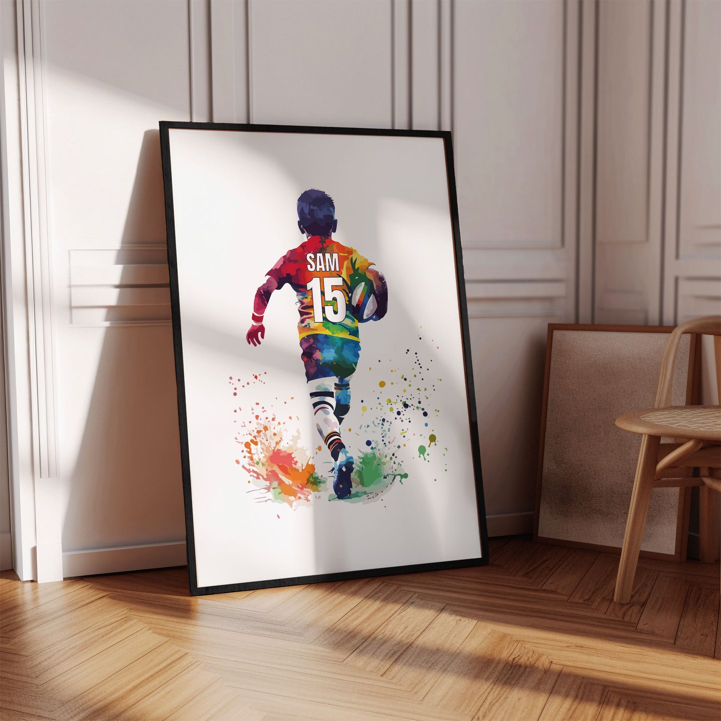 Personalised Rugby Player Gift, Rugby Gifts for Boys, Wall Art For Rugby Fans, Rugby Bedroom Art, Rugby Poster, Boys Bedroom Prints