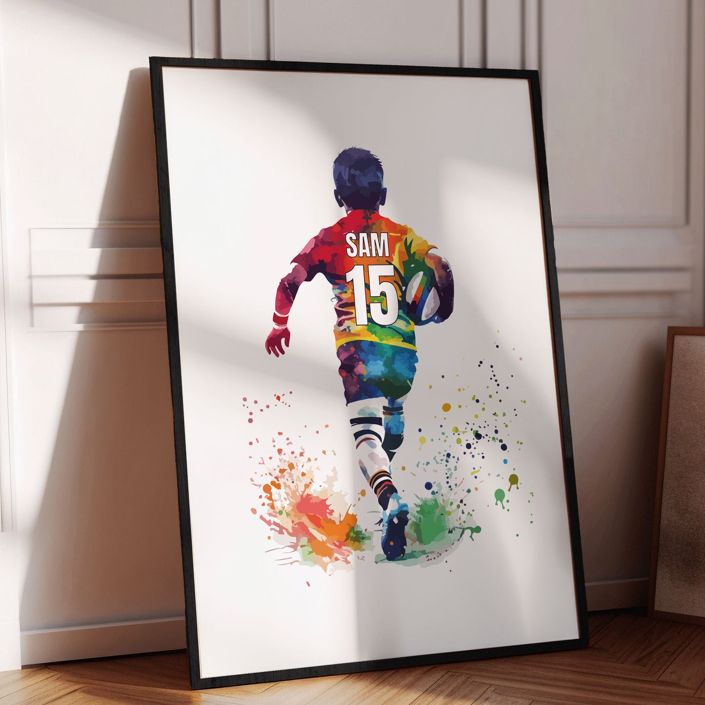 Personalised Rugby Player Gift, Rugby Gifts for Boys, Wall Art For Rugby Fans, Rugby Bedroom Art, Rugby Poster, Boys Bedroom Prints