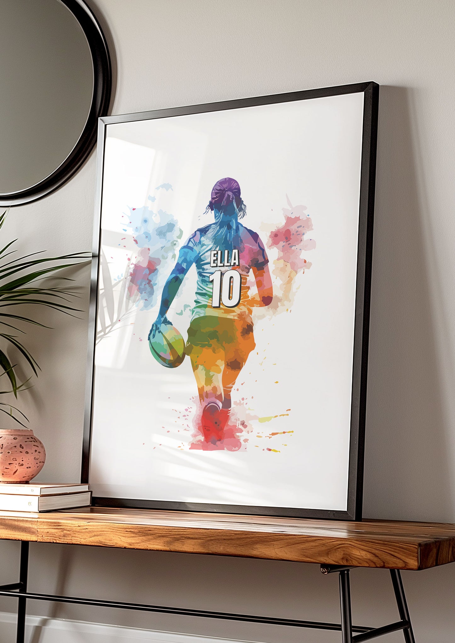 Personalised Girls Rugby Art Print, Female Rugby Player, Rugby Gifts for Girls, Rugby Gift, Rugby Wall Art, Girls Bedroom Prints,Sport Print