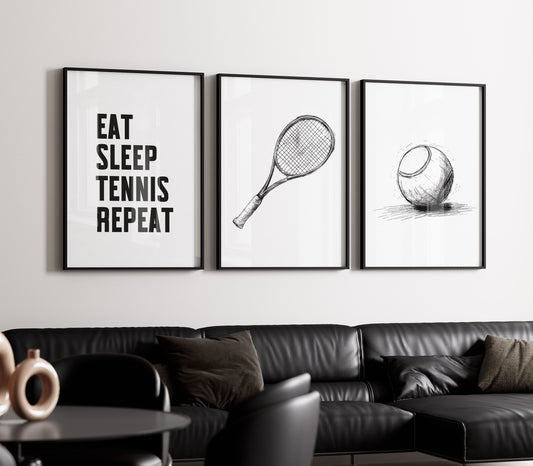 Set of 3 Minimalist Tennis Wall Art Prints