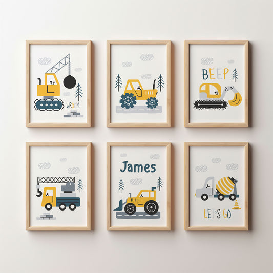 Set of 6 Vehicle Nursery Prints