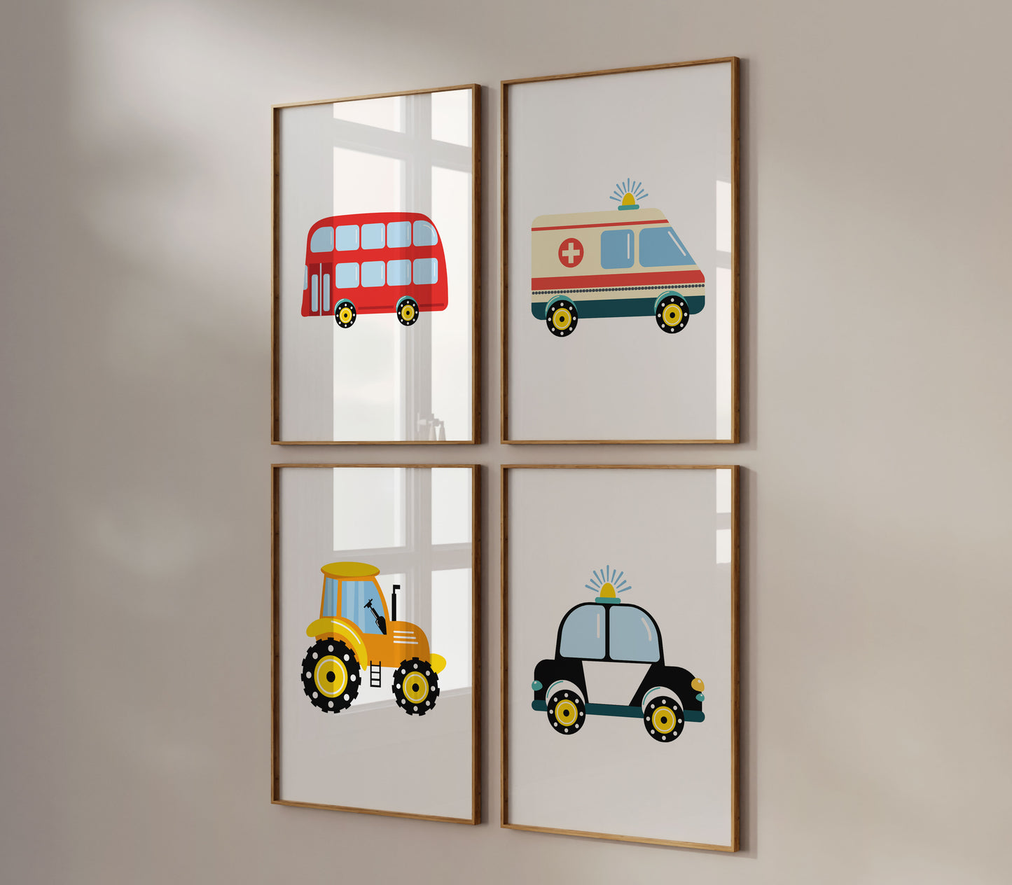 Vehicle Nursery Prints Set