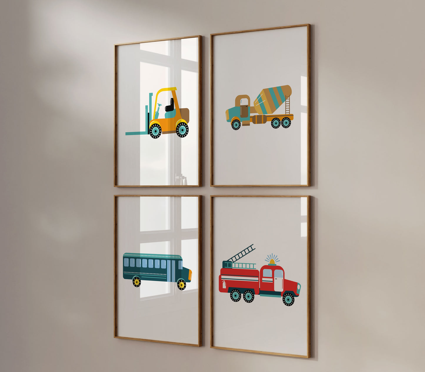 Vehicle Nursery Prints Set