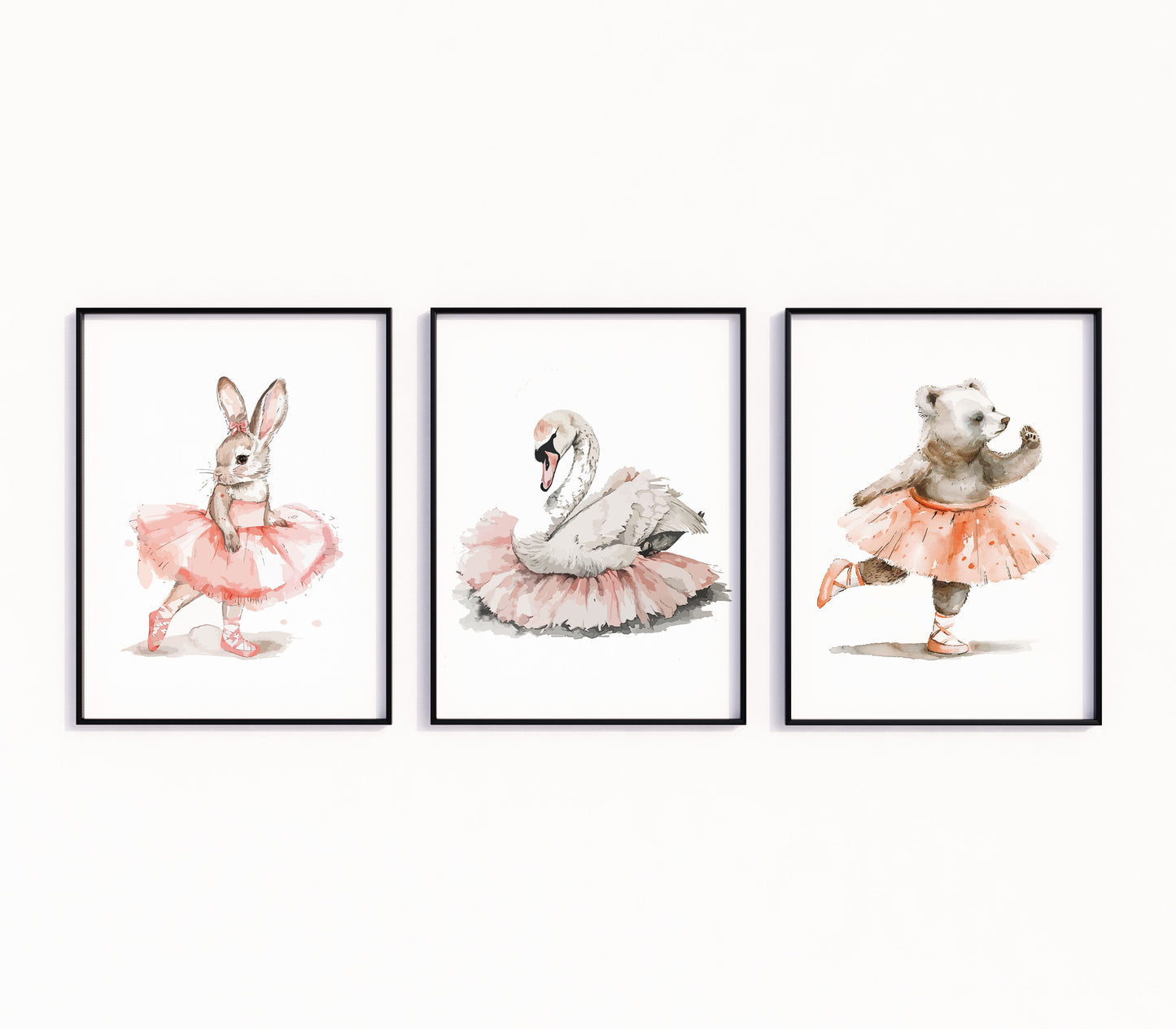 Set of 3 Girls Ballet Nursery Prints