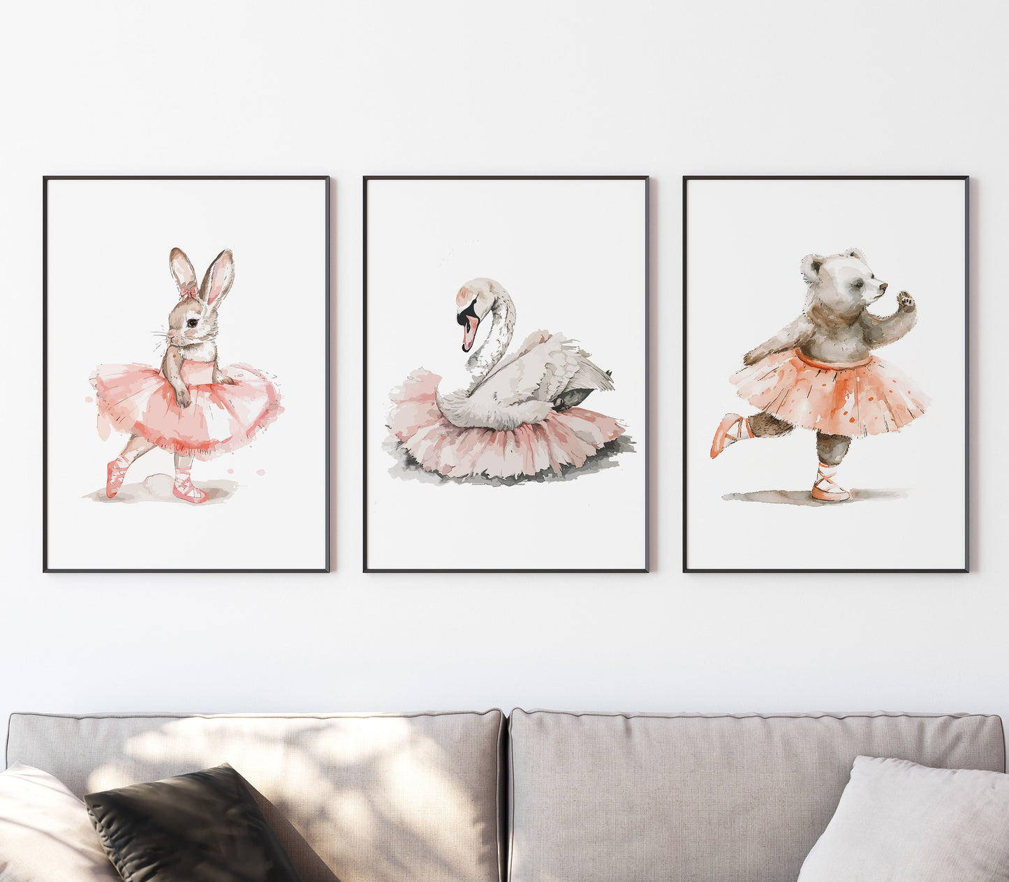 Set of 3 Girls Ballet Nursery Prints