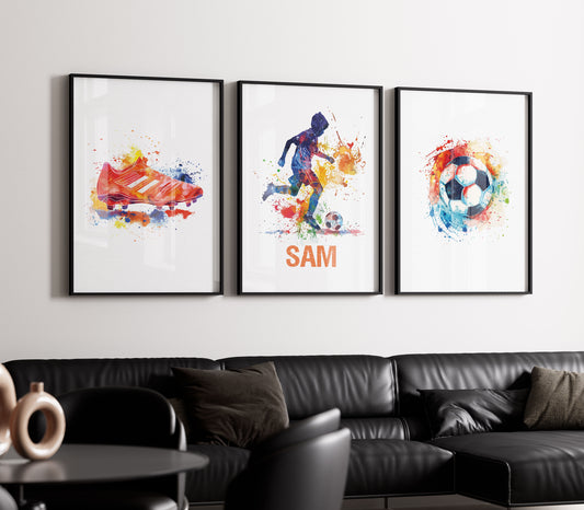 Watercolour Set of 3 Football Prints