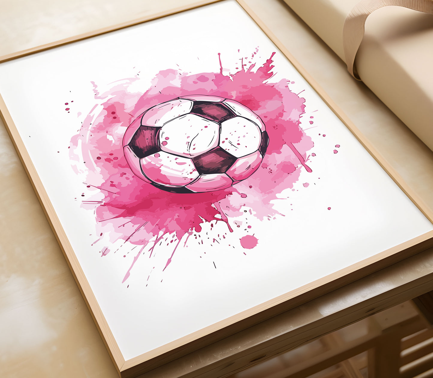 Personalised Football Prints For Girls Bedroom, Football Wall Art, Custom Football Prints, Girls Bedroom Wall Art, Gift For Girls Daughter