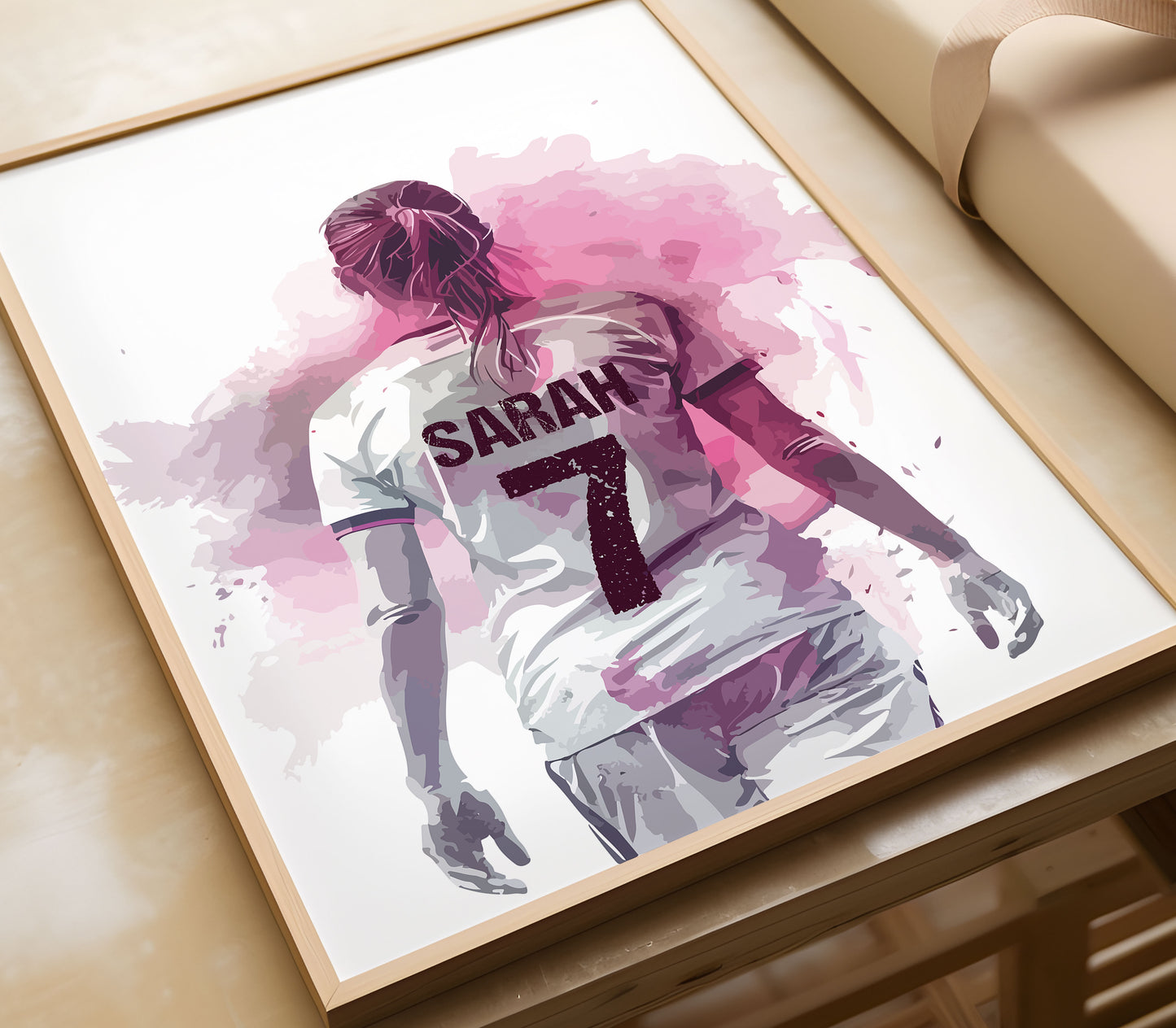 Personalised Football Prints For Girls Bedroom, Football Wall Art, Custom Football Prints, Girls Bedroom Wall Art, Gift For Girls Daughter