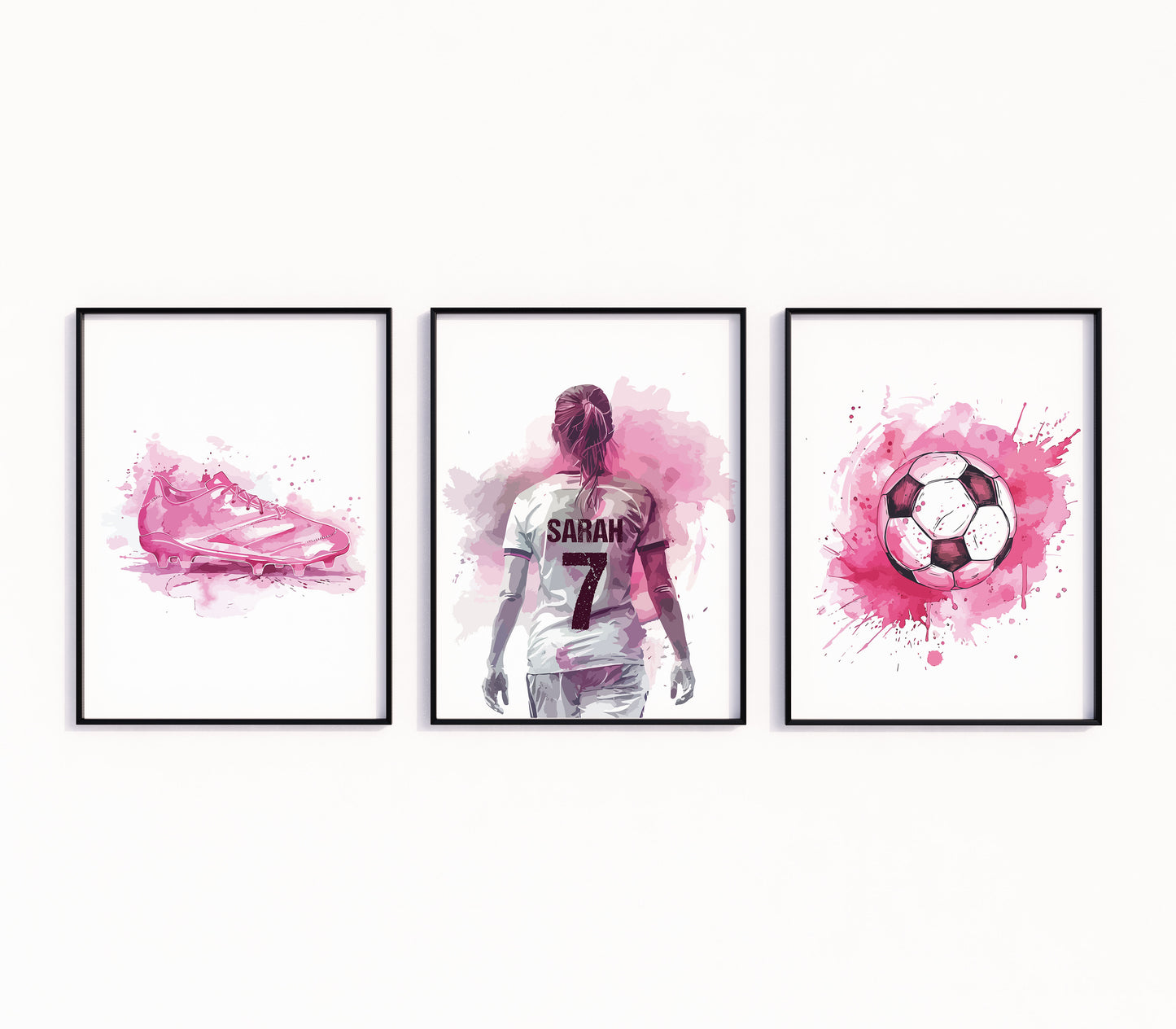 Personalised Football Prints For Girls Bedroom, Football Wall Art, Custom Football Prints, Girls Bedroom Wall Art, Gift For Girls Daughter