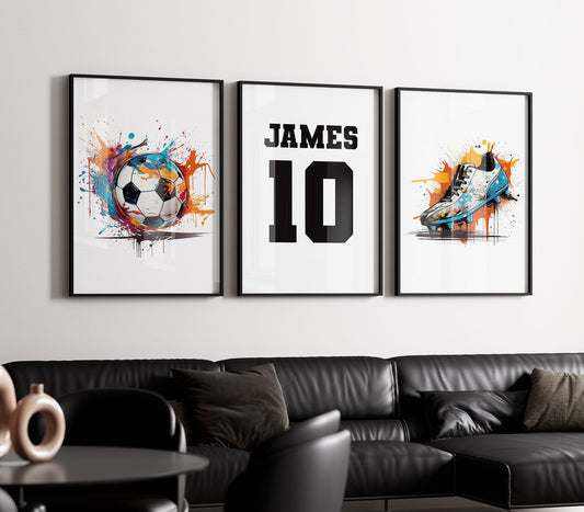 Watercolour Football Prints For Boys Bedroom