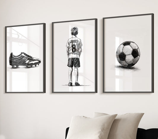 Personalised Black And White Sketch Football Wall Art