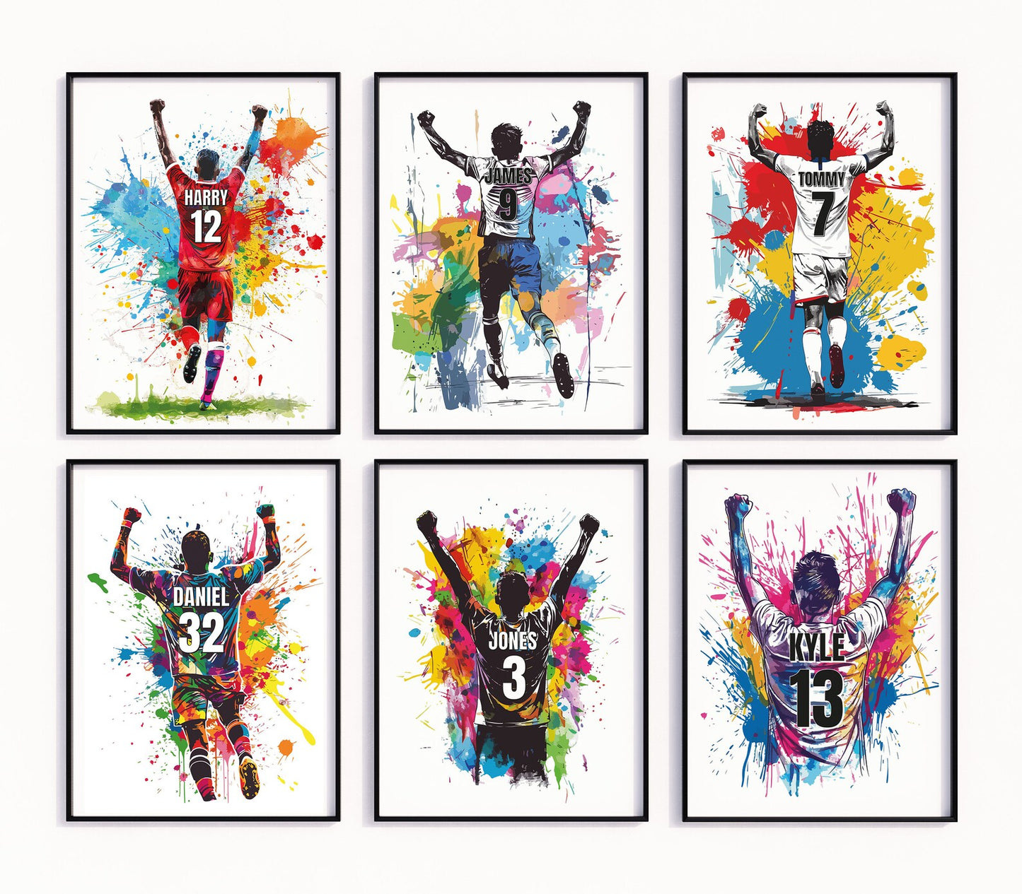 Watercolour Personalised Football Celebration Print